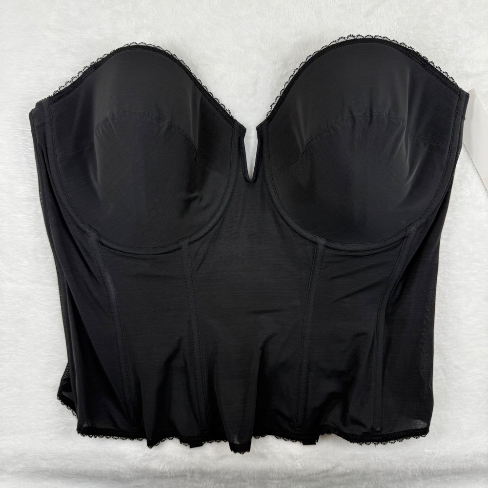 Dominique Black Strapless Longline Corset Bustier Bra 44DD/E NWT‎ 6434